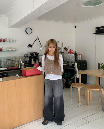 Yorkin gradient stitch wide denim pants